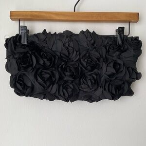 Fariesty Top Women’s Small Black Rose Floral